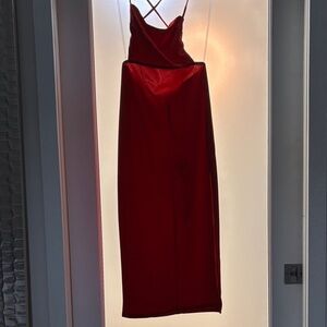 Blue Blush Strappy Red Midi Dress